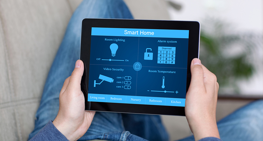 The ability to access and control security components from a mobile device is one of the top smart home trends in Huntsville. Close-up of smart home security app.